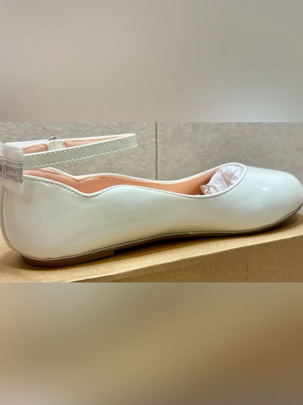 Girls White Patent Mary Jane Dress Shoes Ballerina Bow Size 3 Flower Girl